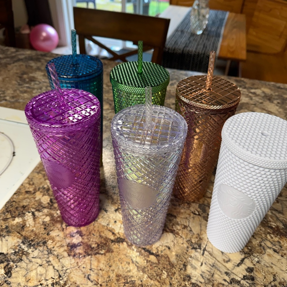 Starbucks Colorful Textured Tumbler Set with Straws (except non shiny one)